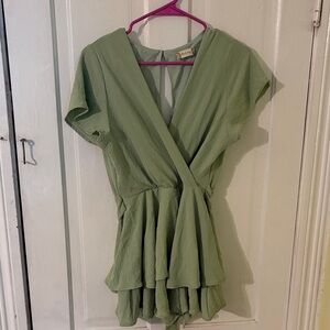 Altar'd State Olive Green Layered romper